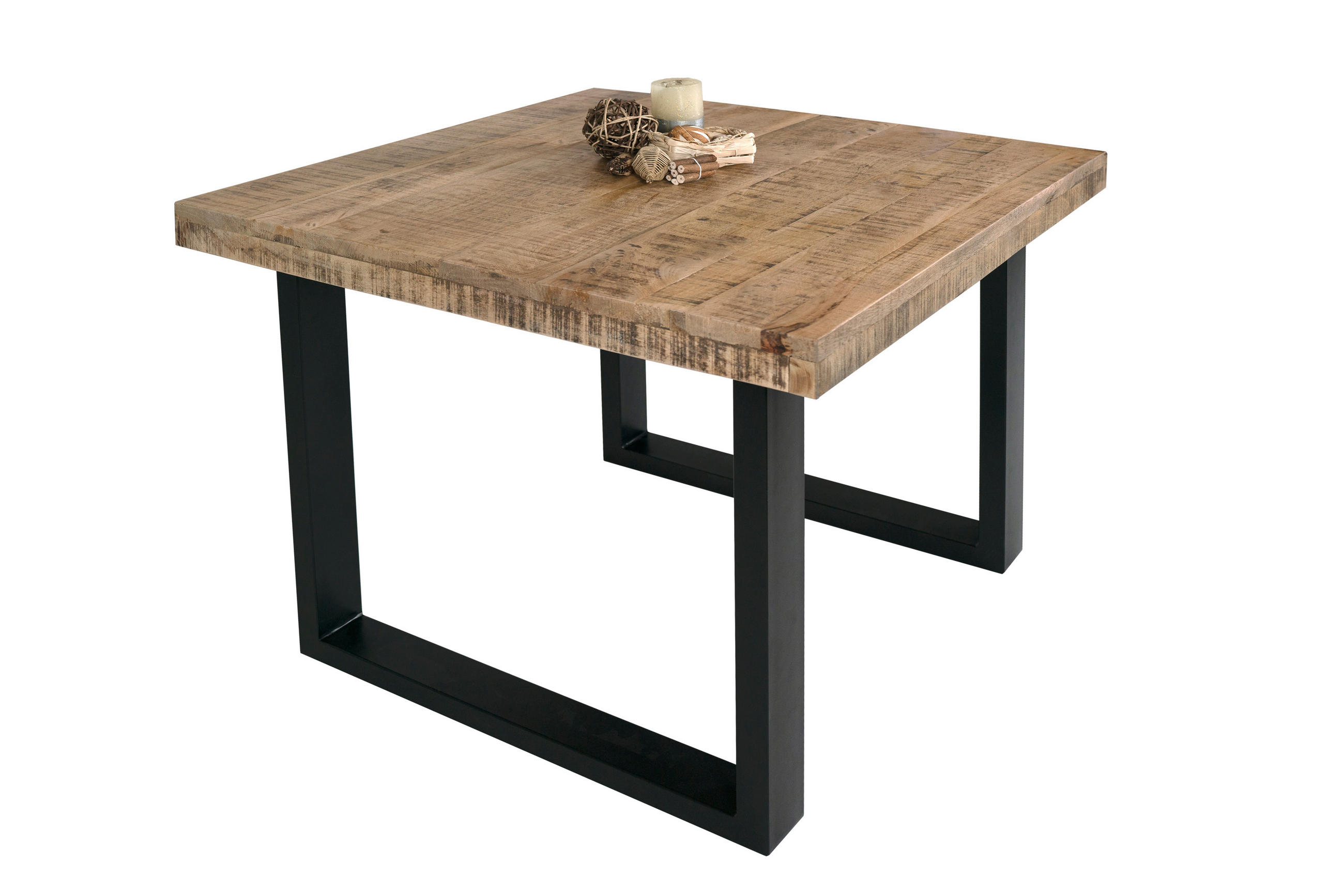 ESSTISCH RIO - Beige/Schwarz, Holz/Metall (90/90/77cm) - SAM