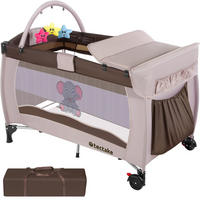 KINDER REISEBETT Elefant,inklusive Tragetasche, 132 x 75 x 104 cm,braun - Braun, Kunststoff (75/104/132cm) - tectake