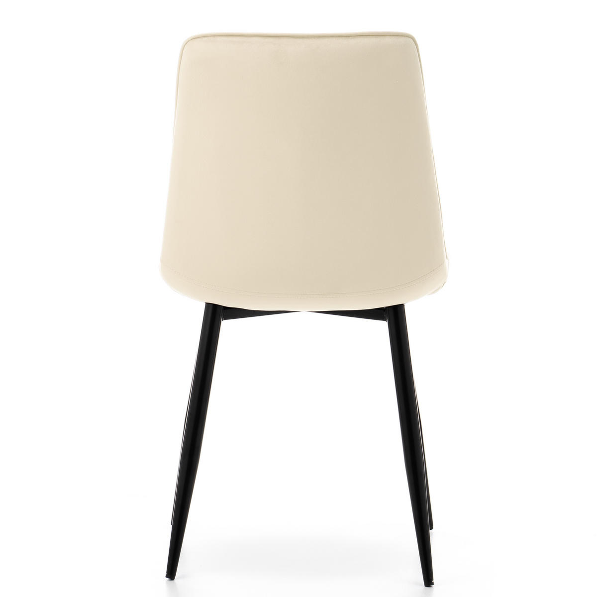 STUHL CHIC gespolsterter mit Steppung - hell beige - Samt Velours - Beige/Schwarz, Metall (50/88/47cm) - NEW HOME