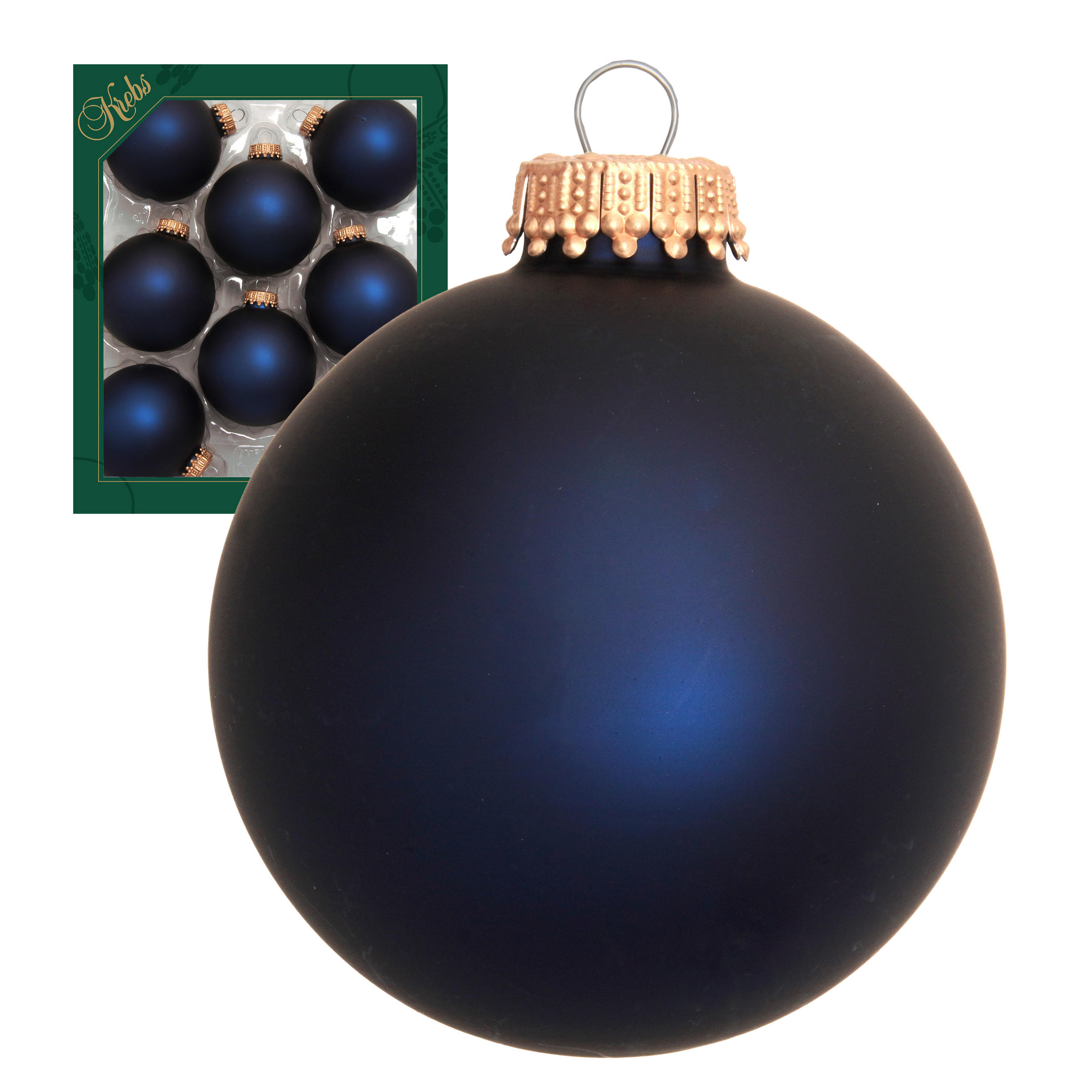 CHRISTBAUMKUGELN Uni-Design Loretta Blau 7cm (Glas / 8 Stk.) - Blau, Glas (7/7/7cm) - Krebs Glas Lauscha