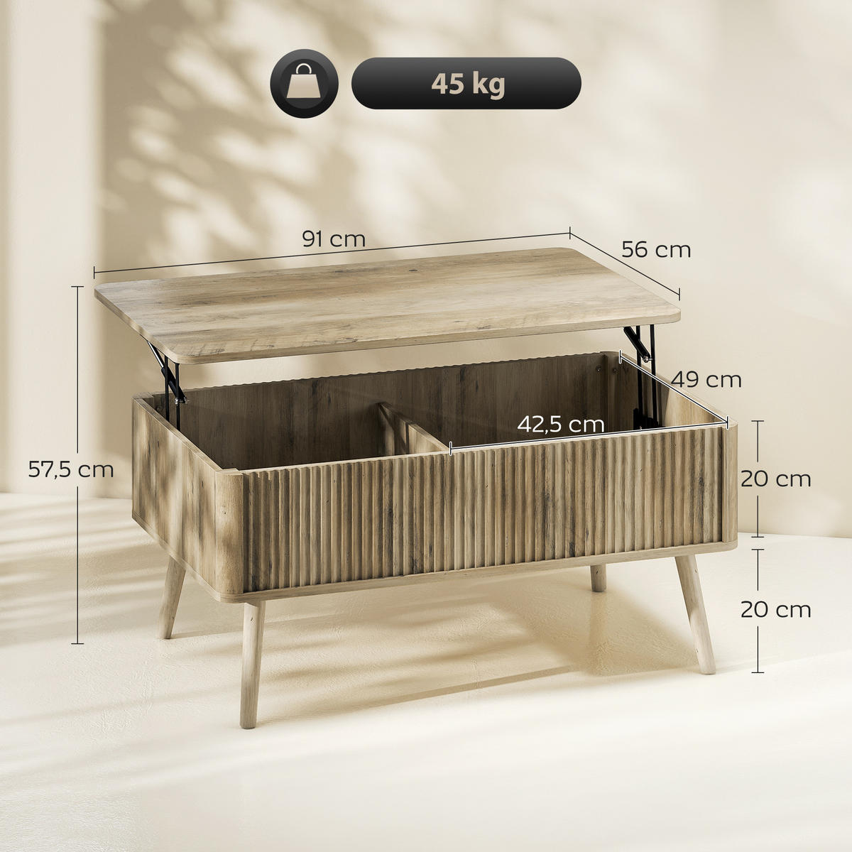 COUCHTISCH Beige 1 Stück - Beige, Kunststoff (91/56/43cm) - GiPP