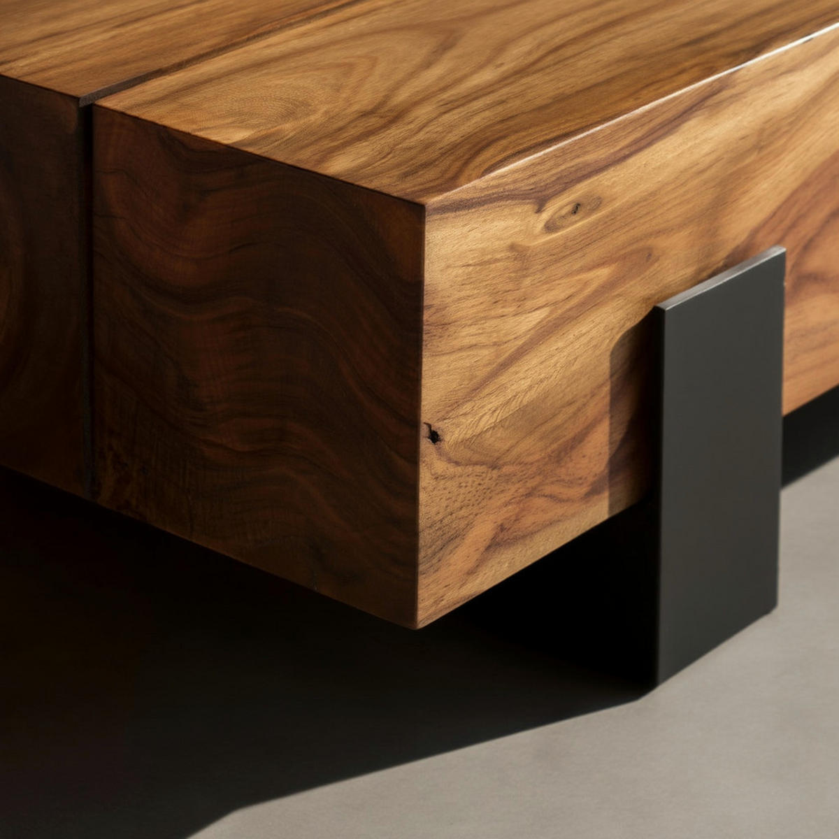 SOFATISCH Massivholz, Handgefertigt, Schutzlackversiegelt, Puristisch Modern, 115x44x22cm - Schwarz/Braun, Holz/Metall (44/115/22cm) - KADIMA DESIGN