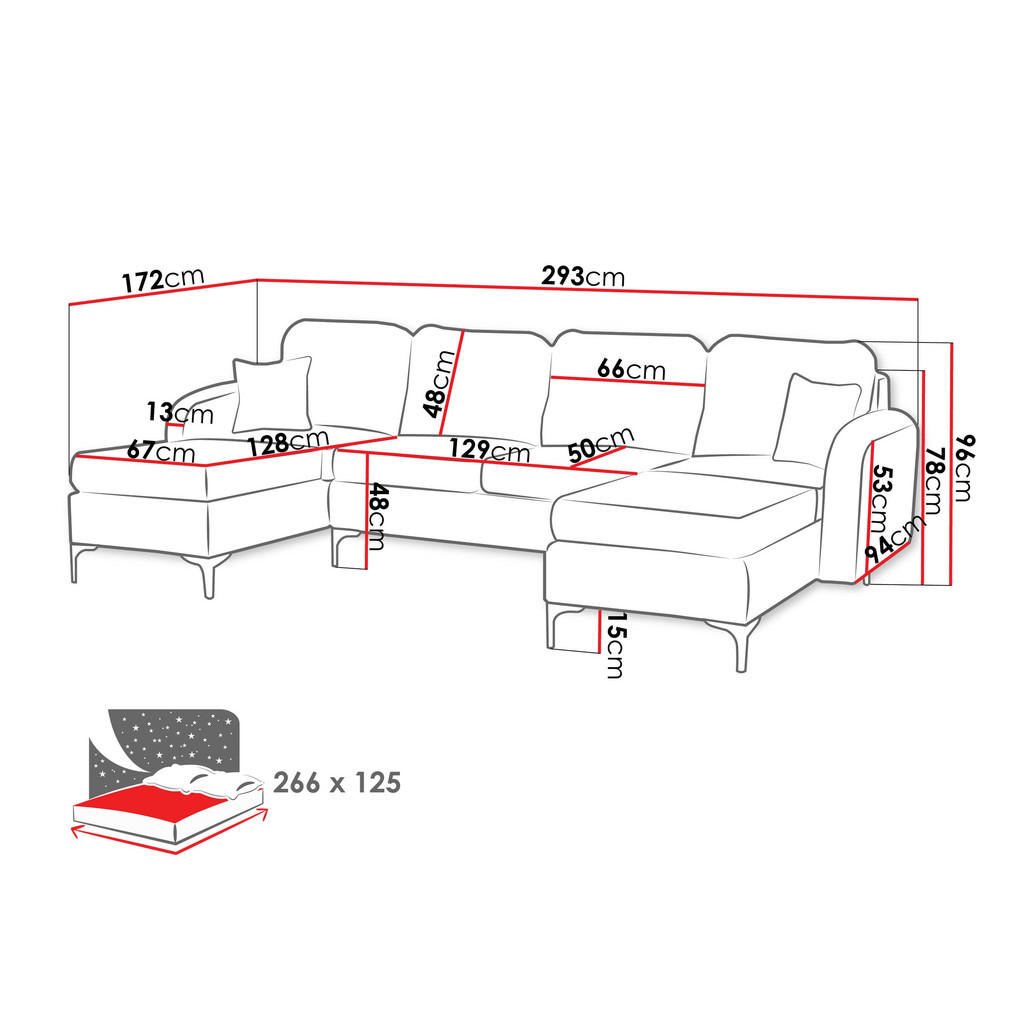 Thumbnail - Mirjan24 Wohnlandschaft, Textil, 6-Sitzer, Rechteckig, 293x96x172 cm, Wohnzimmer, Sofas & Couches, Wohnlandschaften, Woh...