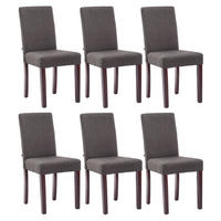STUHL 6er Set Stoff dunkelgrau - Dunkelgrau/Cappuccino, Holz/Textil (41/91/47cm) - CLP