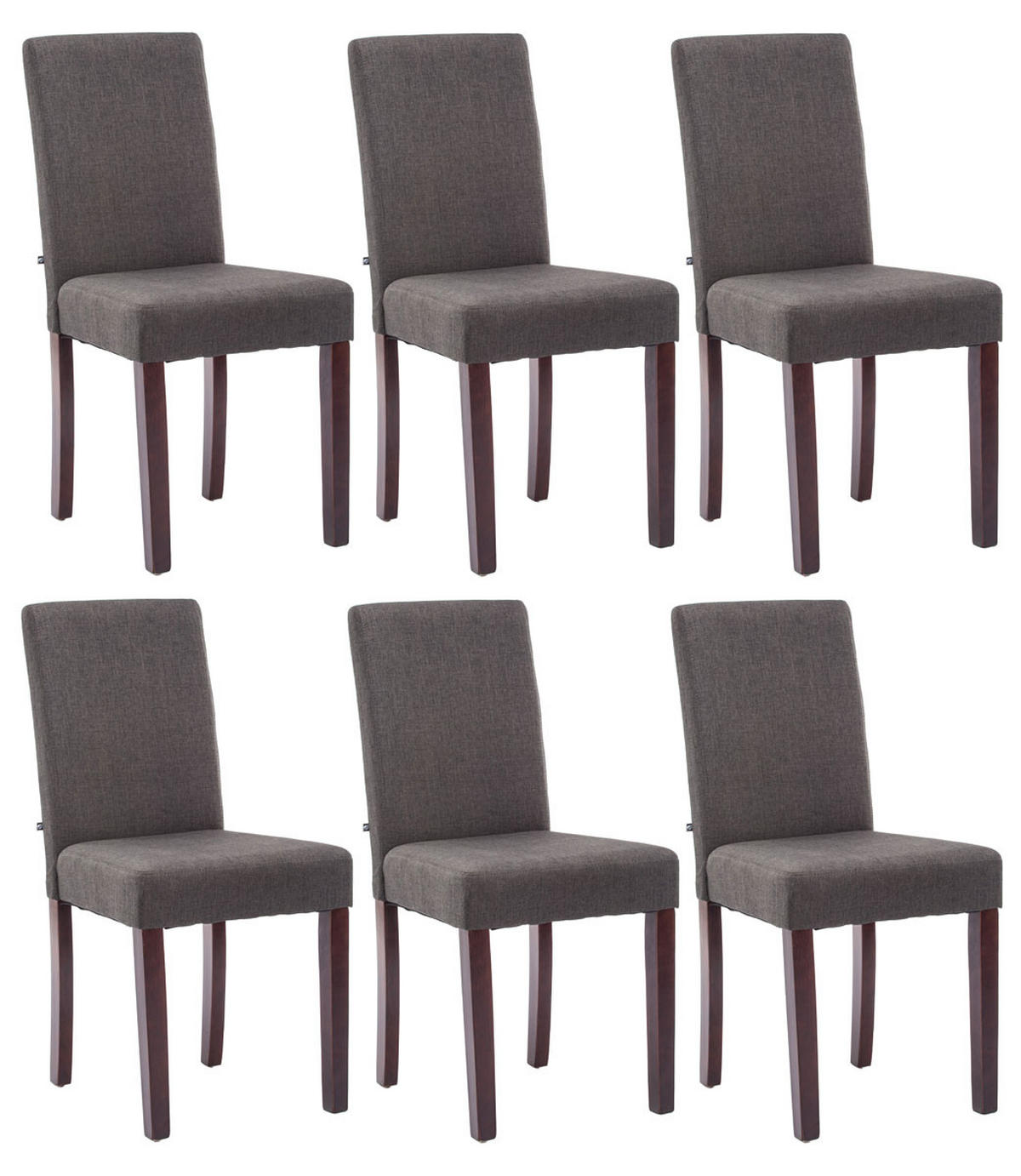 STUHL 6er Set Stoff dunkelgrau - Dunkelgrau/Cappuccino, Holz/Textil (41/91/47cm) - CLP