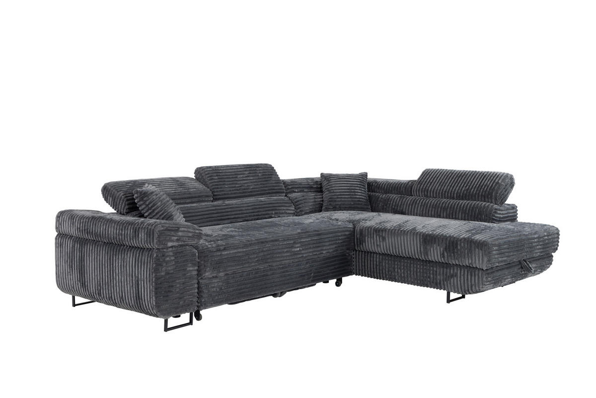 ECKSOFA SERENA L Rechts mit Stauraum, Grau - Grau, Textil (205/275cm) - KS Home Concept