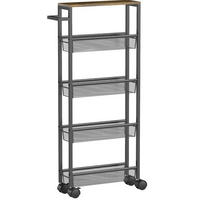 SERVIERWAGEN Schwarz aus Metall und Holz mit Rollen - Schwarz, Metall (13/96.5/47cm) - OKMYHOME