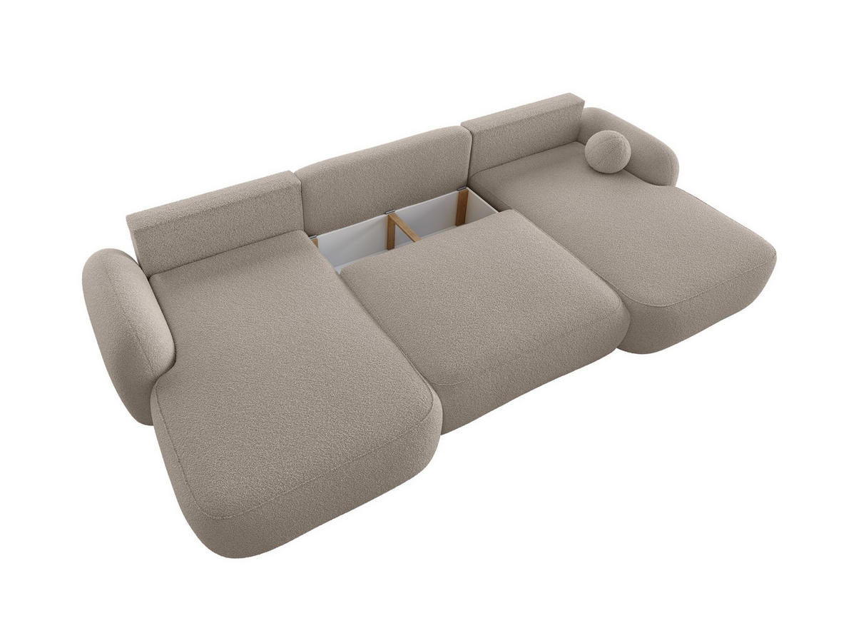 WOHNLANDSCHAFT MOLLY U TERRA FROTTE 03 mit Schlaffunktion - Beige, Textil (366/94/175cm) - Bedante