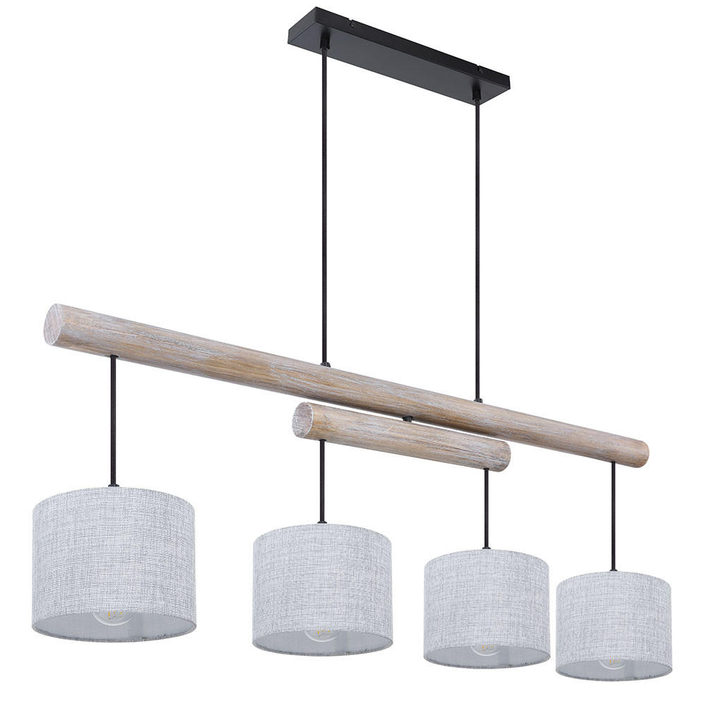 HÄNGELEUCHTE Holzoptik Beige Schwarz - Beige, Holz (113/18/120cm) - Globo Lighting