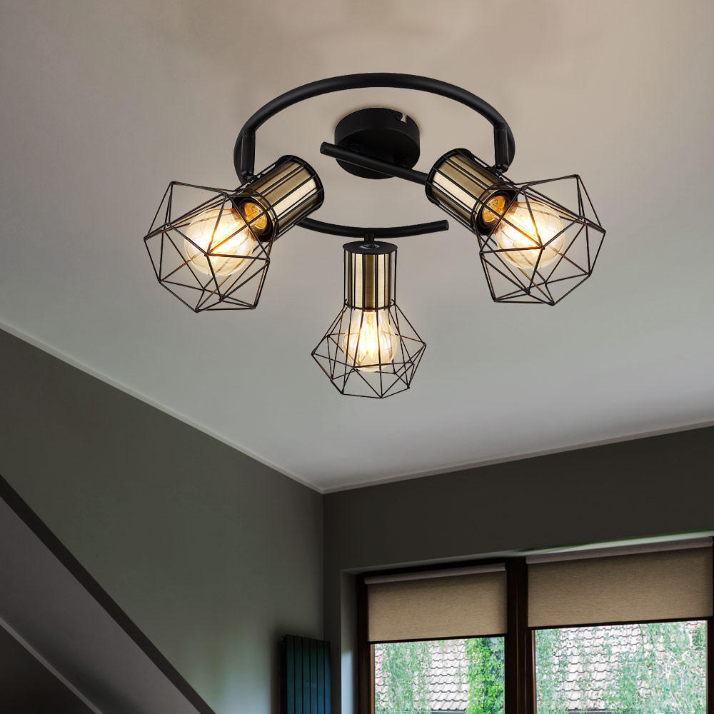 Thumbnail - Globo Lighting Deckenleuchte, Schwarz, Metall, 28.5x9x28.5 cm, Lampen & Leuchten, Innenbeleuchtung, Deckenleuchten