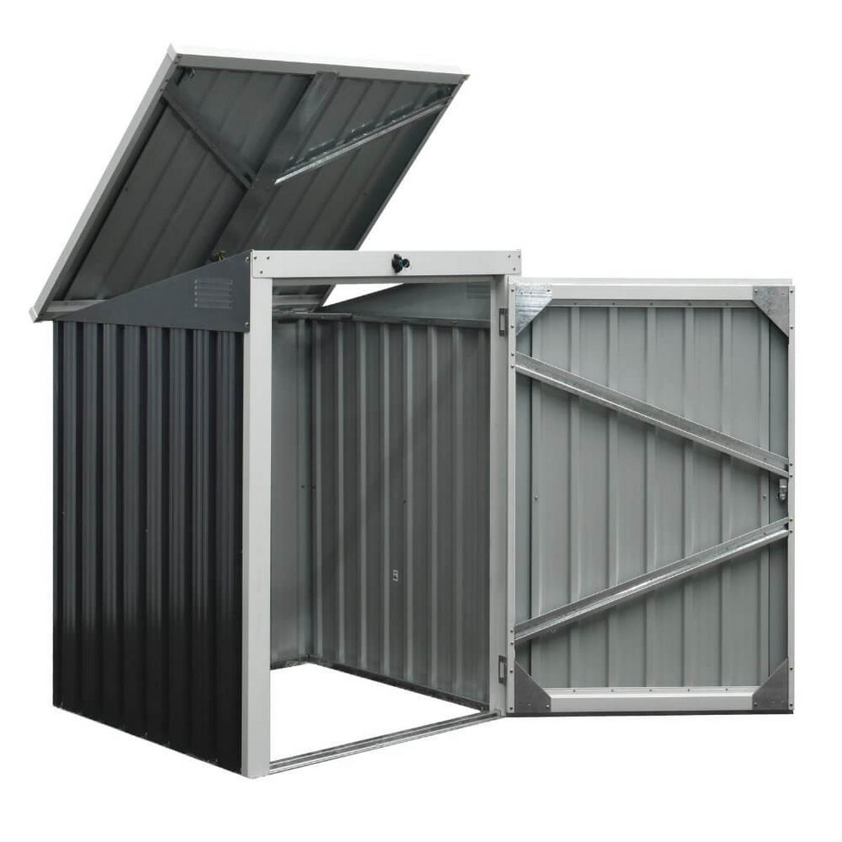 MÜLLTONNENBOX BASURA S - 1x 240L - Anthrazit, Metall (101/134/104cm) - Home Deluxe