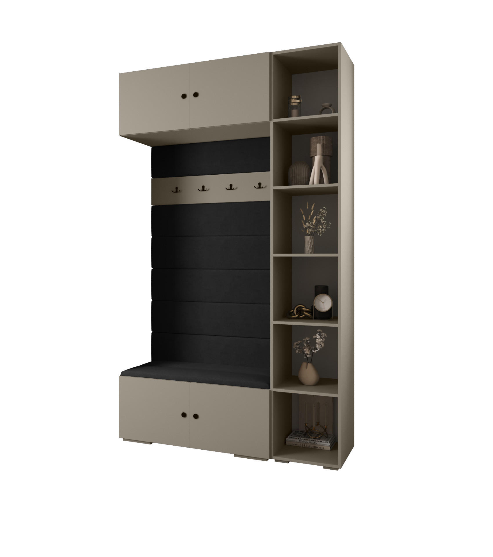 GARDEROBEN-SET 236,7/140/47 - Kaschmir/Schwarz, Holz/Metall (140/236.7/47cm) - Abiks Möbel