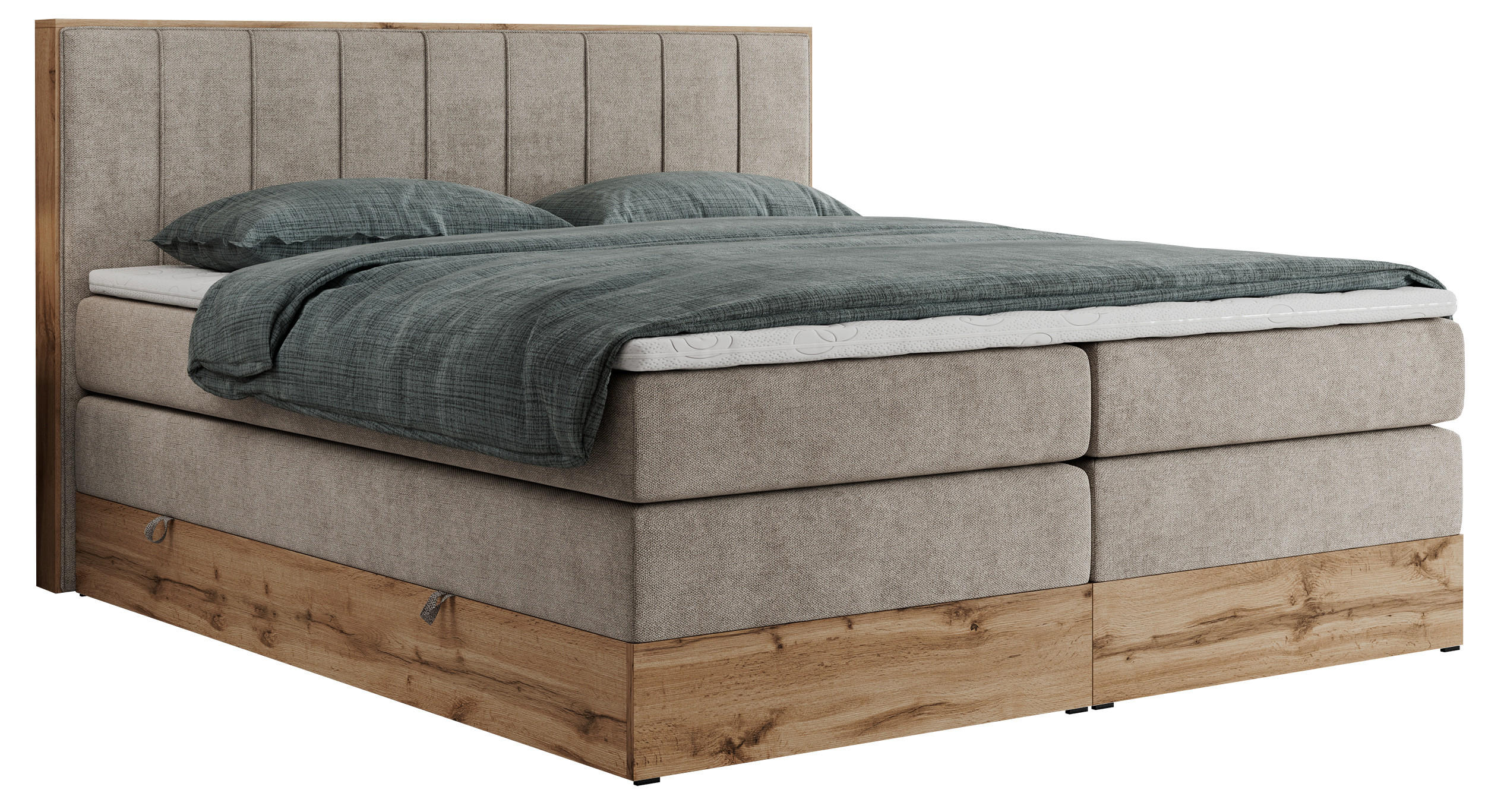 BOXSPRINGBETT BELLISSIMO KING 200/200 Beige Struktur - H3 - Beige, Holz/Textil (200/200cm) - MKS
