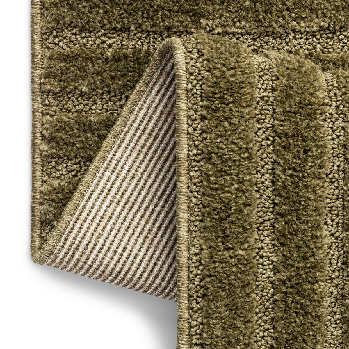 KURZFLORTEPPICH RELIEVO oliv geometrisch 3D-Struktur 140/200 cm - Olivgrün, Textil (140/200cm) - Tapiso