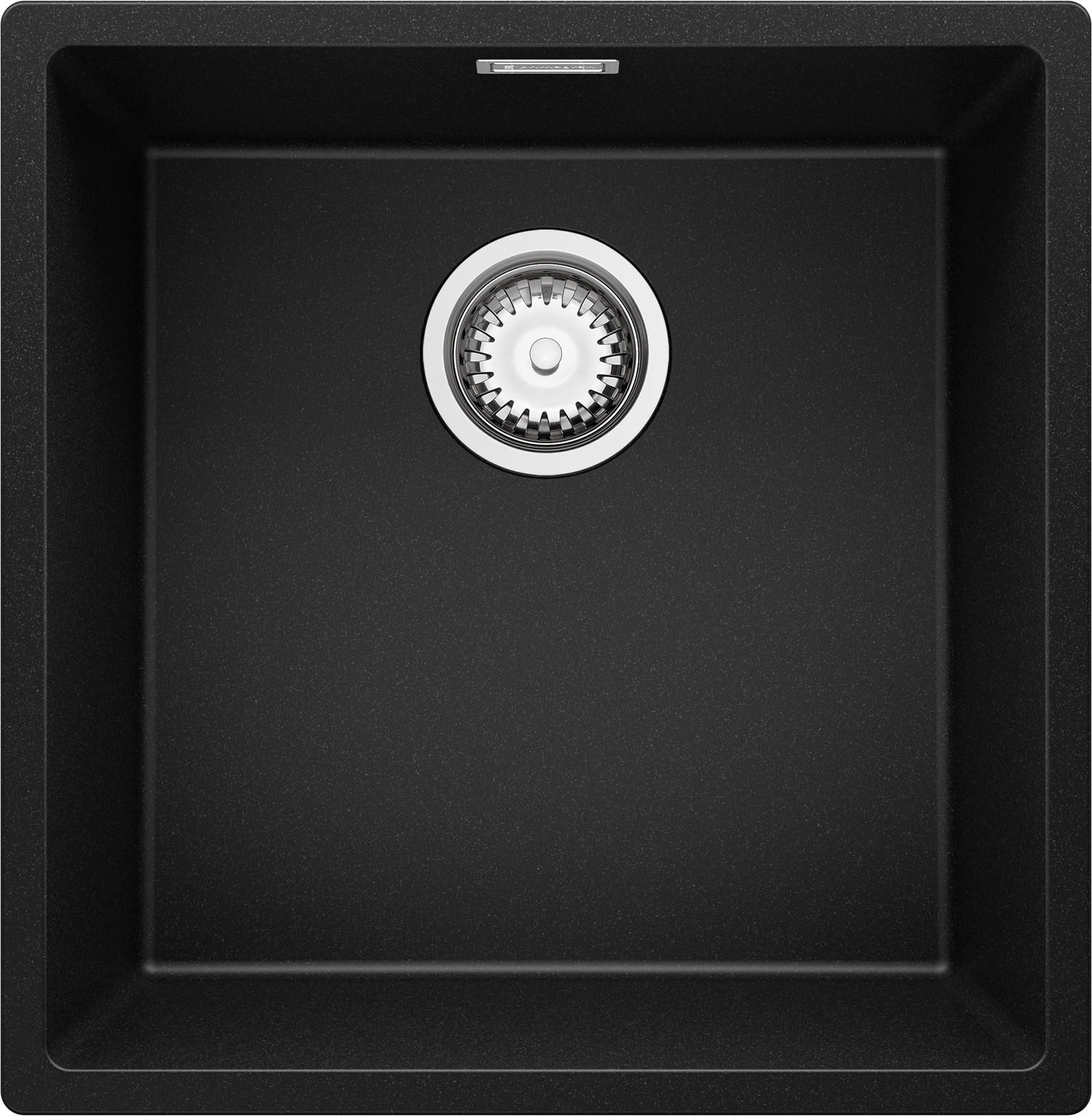 UNTERBAUSPÜLE GRANIT London, 2-er set Schwarz 46/47 cm 1 Becken + Ablauf-Set ab 50er Unterschrank - Chromfarben/Schwarz, Kunststoff (46/20/47cm) - Primagran