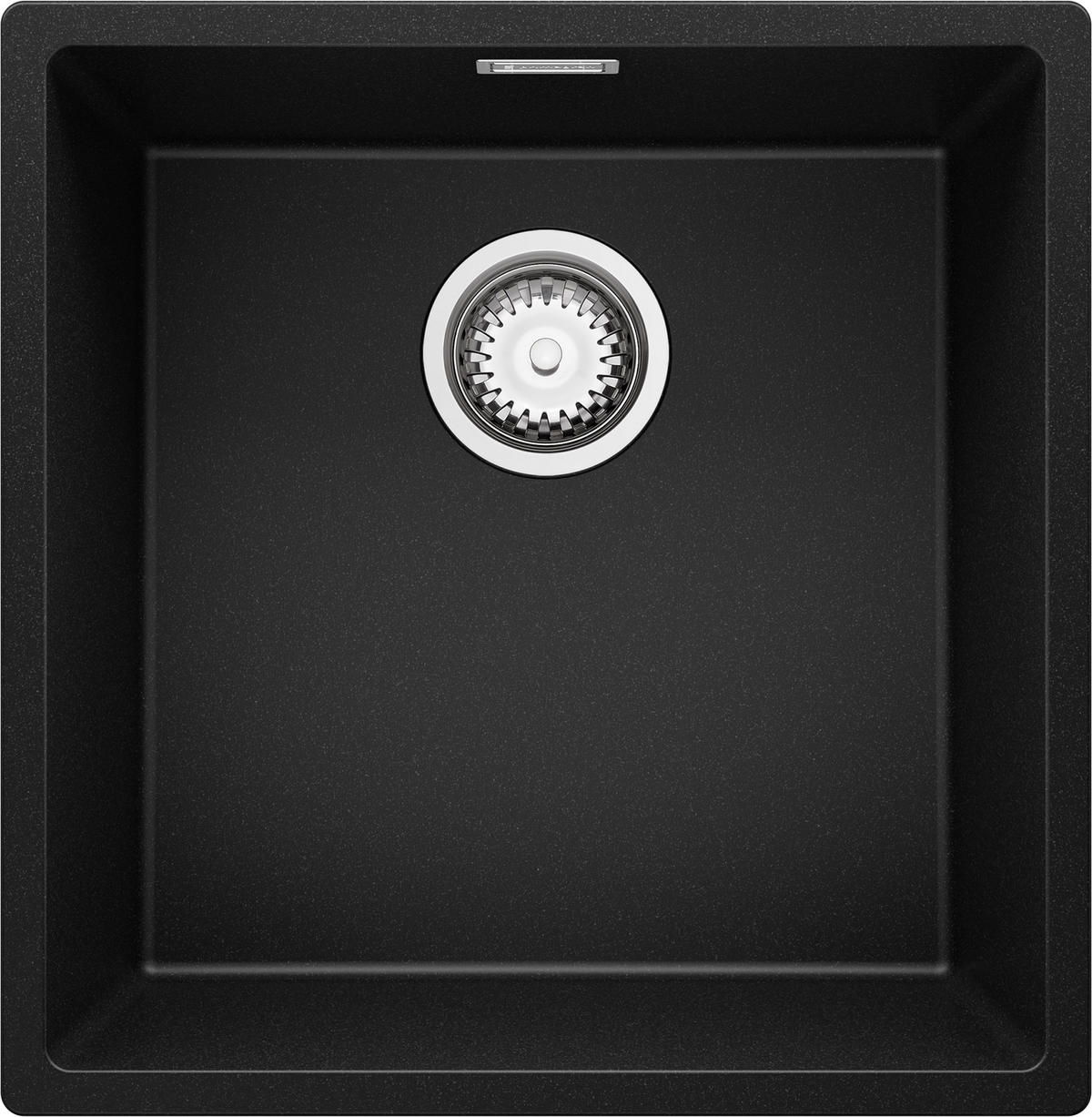 UNTERBAUSPÜLE GRANIT London, 2-er set Schwarz 46/47 cm 1 Becken + Ablauf-Set ab 50er Unterschrank - Chromfarben/Schwarz, Kunststoff (46/20/47cm) - Primagran