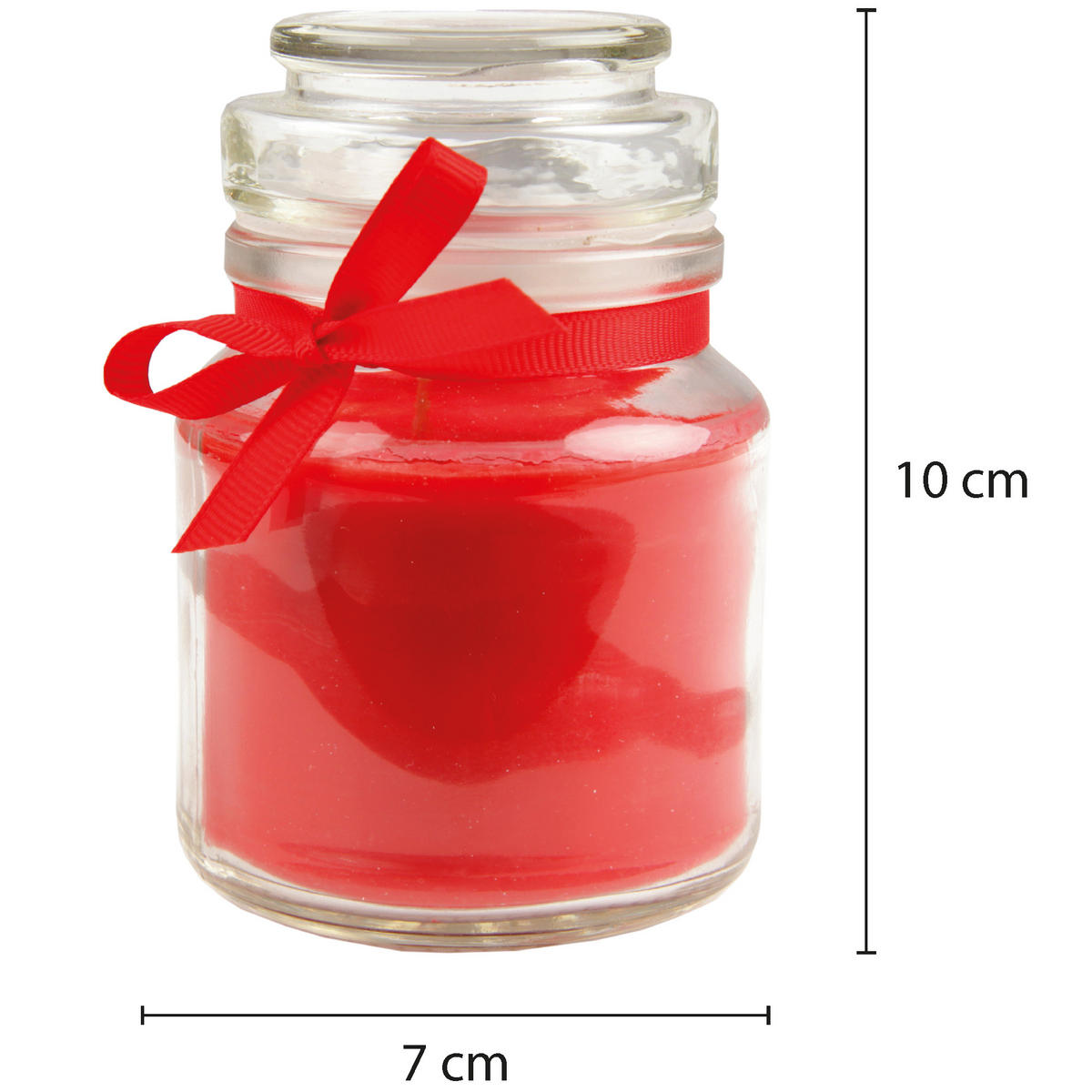 DUFTKERZE im Bonbonglas mit Deckel Rose 30h - Rot, Glas (7/10cm)