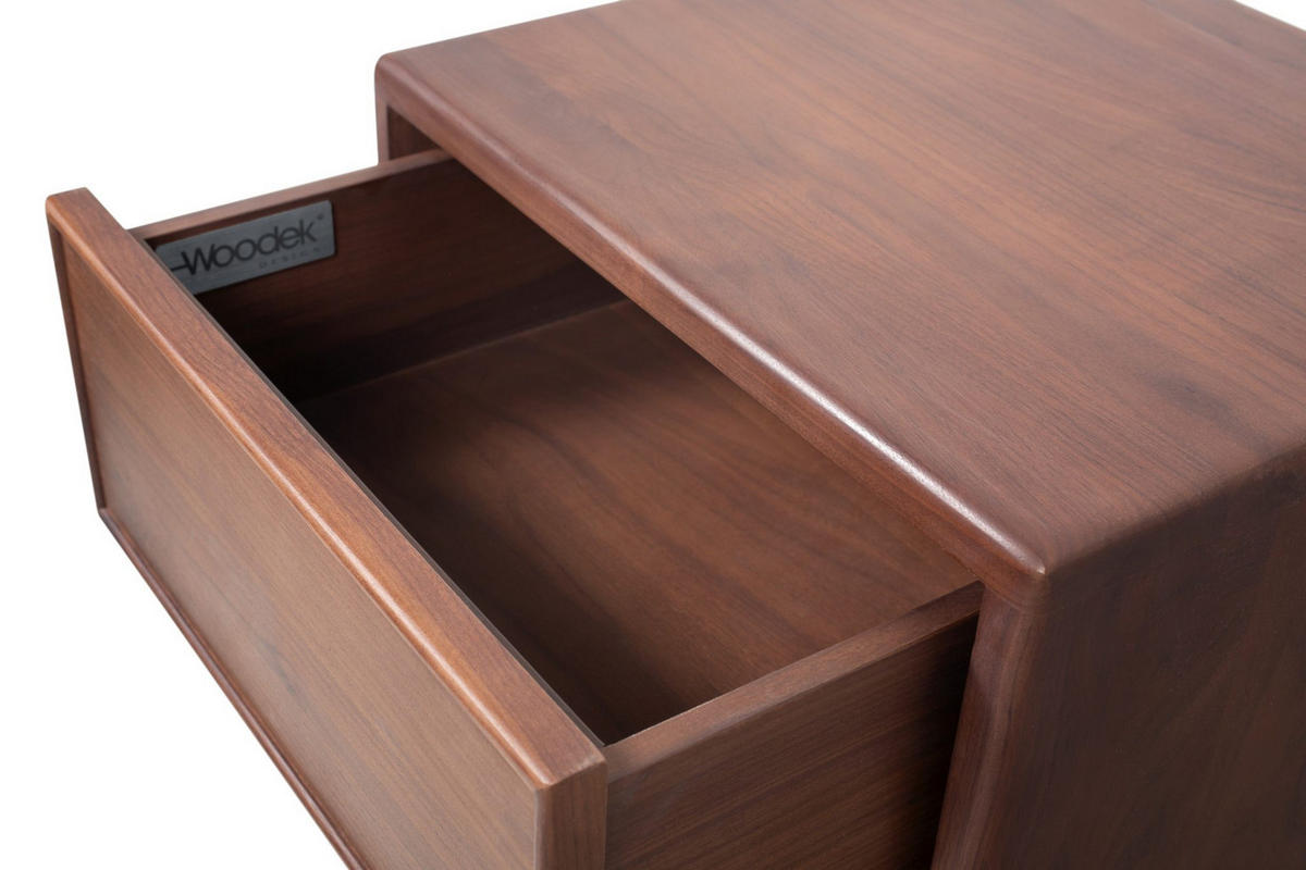 WANDNACHTTISCH Helene aus Nussbaum mit Schublade – Natur - Braun, Holz (40/46/38cm) - WOODEK