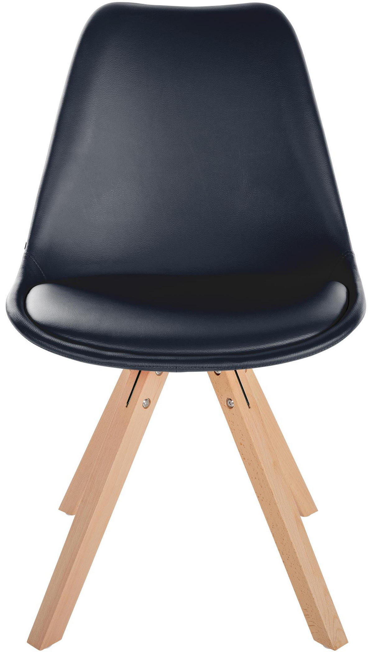 STUHL Lederlook schwarz - Schwarz/Naturfarben, Holz/Textil (48/81/54cm) - CLP