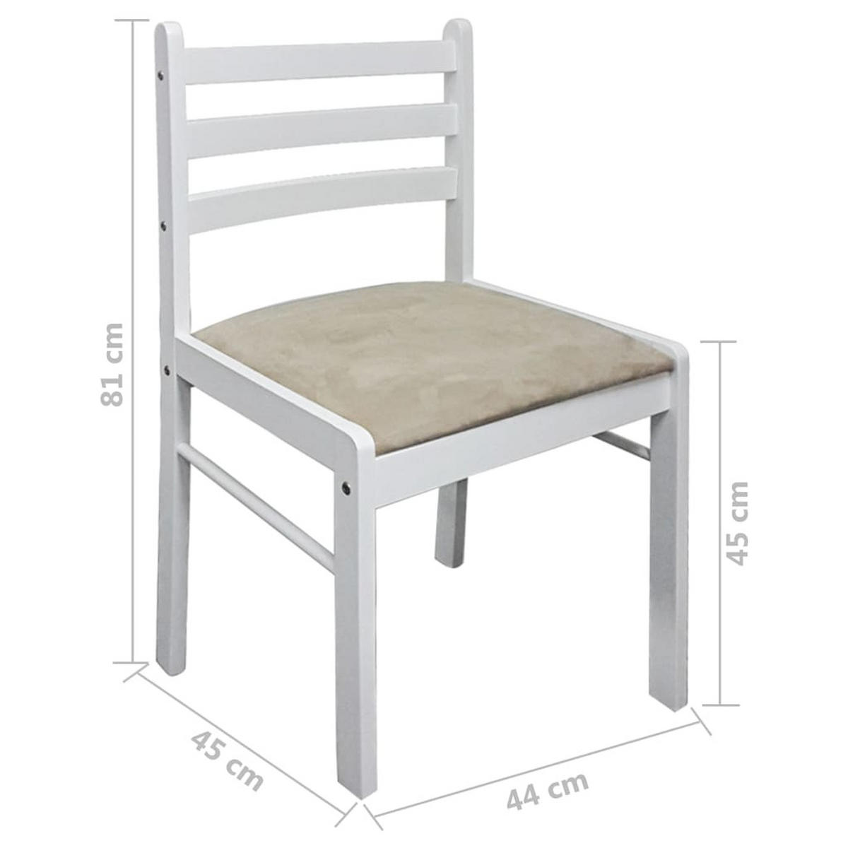 ESSZIMMERSTÜHLE 4 Stk. Weiß Massivholz Gummibaum und Samt 44*45*81cm - Weiß/Grau, Metall (44/81/45cm) - ZMH