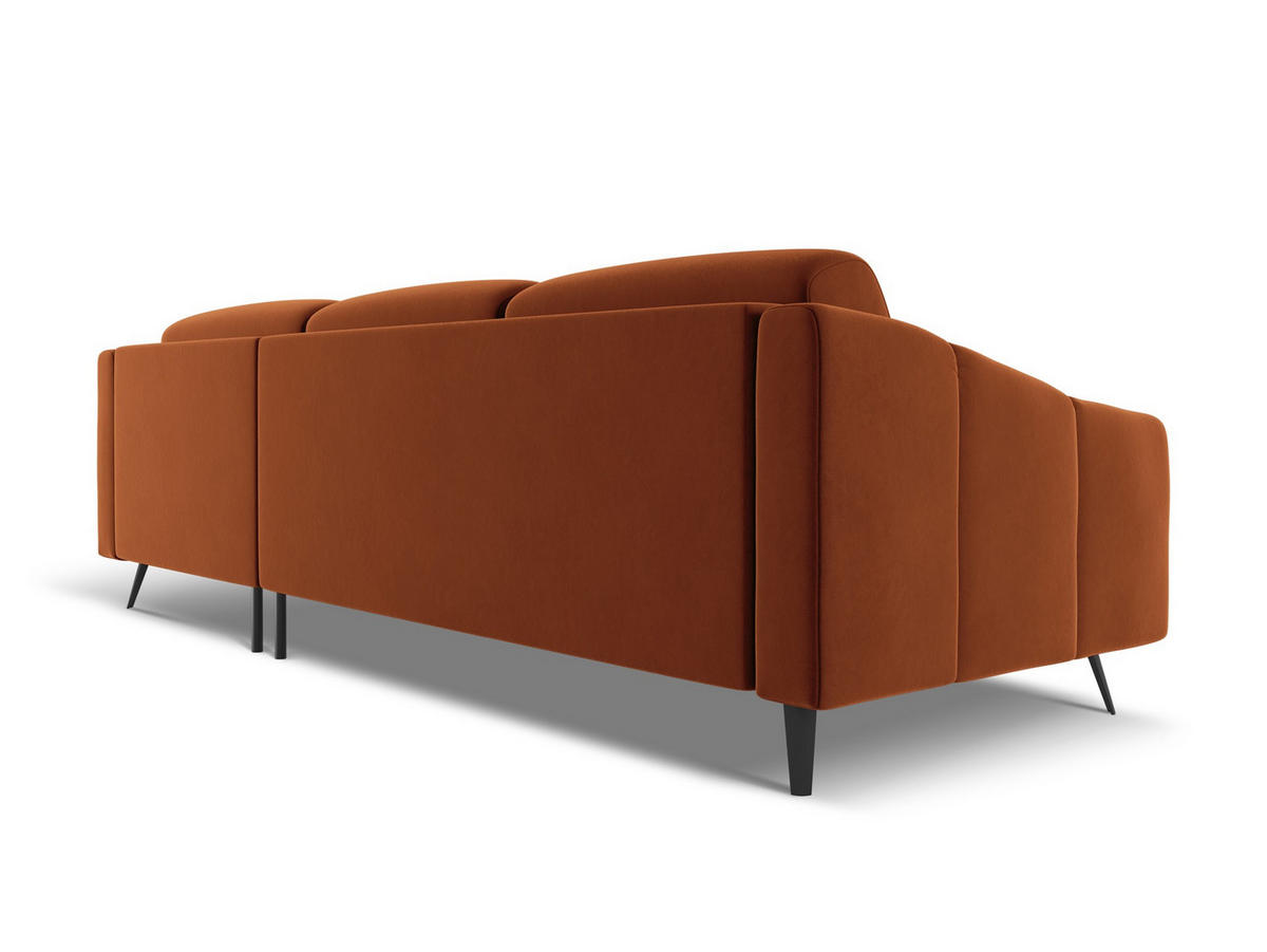 ECKSOFA Rechts Samt Stoff Orange - Terra cotta/Schwarz, Textil/Metall (264/160cm) - Makamii