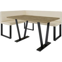 ECKBANKGRUPPE Alina - Kunstleder - 128 x 168 cm - Rechts- Beige - Beige, Leder/Metall (128/87/168cm) - AN-Moebel 4u