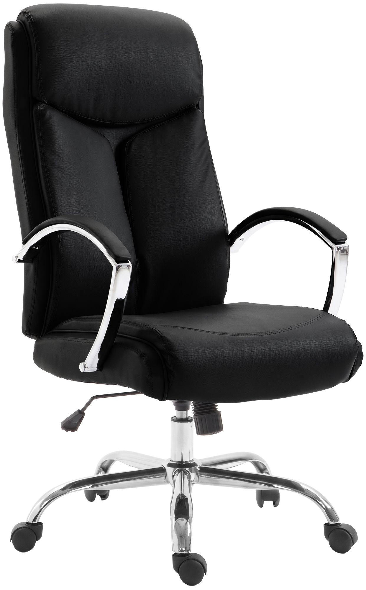 DREHSTUHL Lederlook Schwarz - Chromfarben/Schwarz, Textil/Metall (65/115/73cm) - CLP