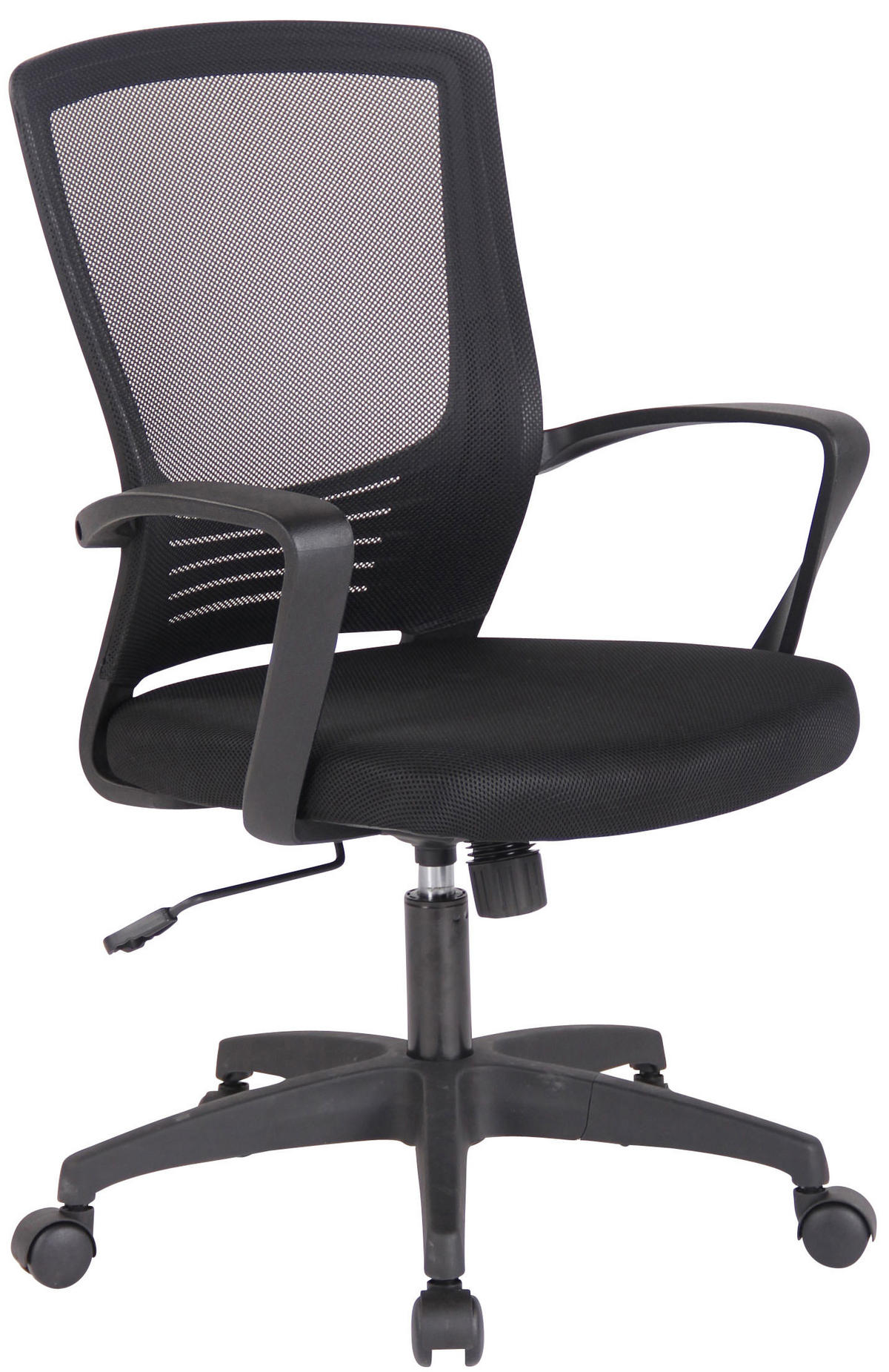 DREHSTUHL Lederlook schwarz/schwarz - Schwarz, Kunststoff/Textil (58/91/53cm) - CLP