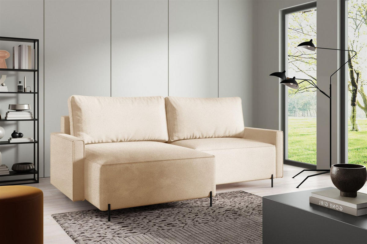 ECKSOFA Braga Mit Schlaffunktion - Creme, Holzwerkstoff/Textil (229/148cm) - Fun Möbel
