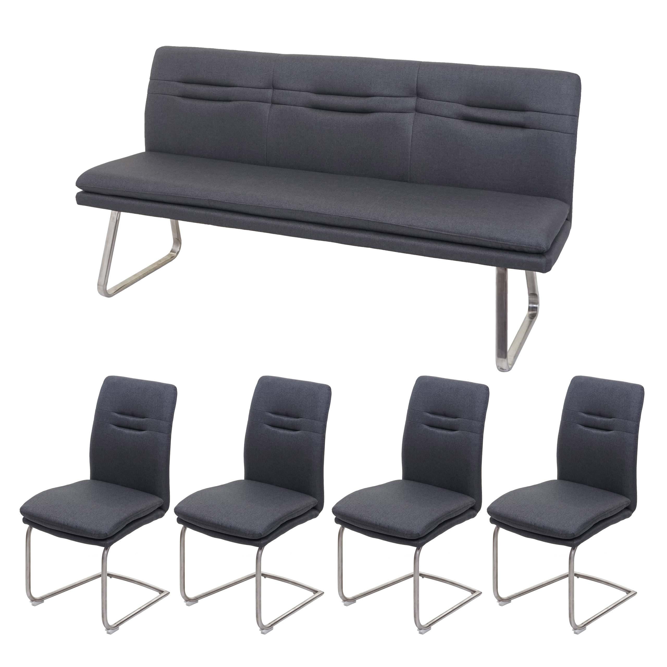 ESSZIMMER-SET Anthrazit 5er-Set - Blaugrau, Textil (180/92/58cm) - MCW