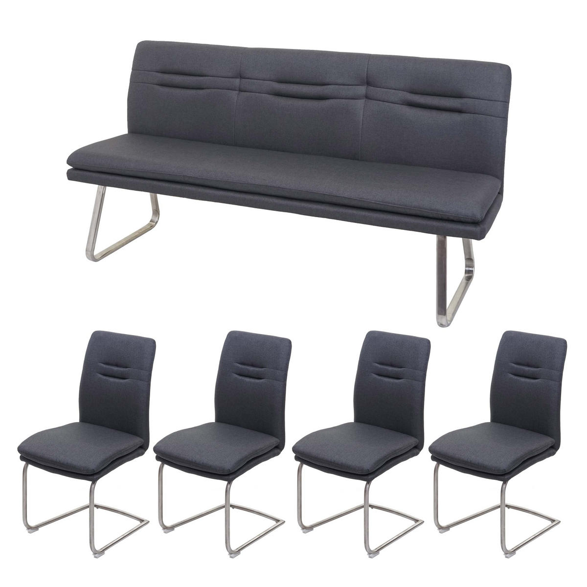 ESSZIMMER-SET Anthrazit 5er-Set - Blaugrau, Textil (180/92/58cm) - MCW
