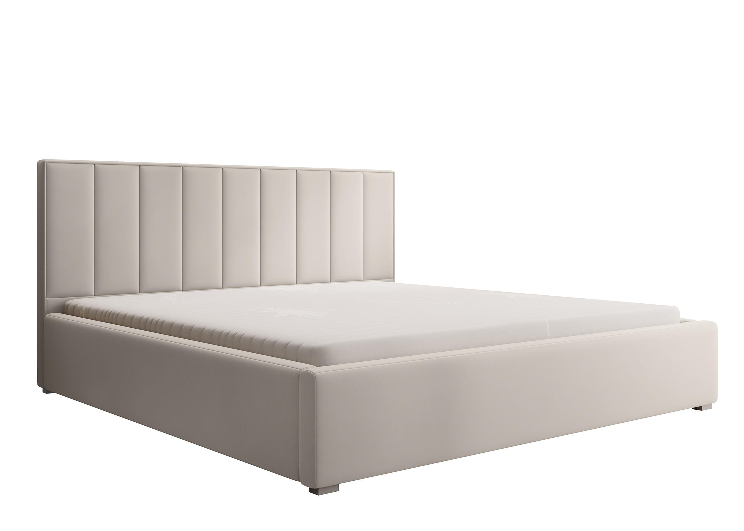 POLSTERBETT Rinus Cremeweiß Plüsch mit Bettkasten 200 cm - Creme, Textil (200/200cm) - Selsey