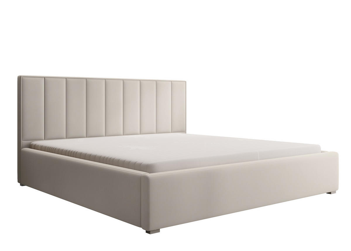 POLSTERBETT Rinus Cremeweiß Plüsch mit Bettkasten 200 cm - Creme, Textil (200/200cm) - Selsey