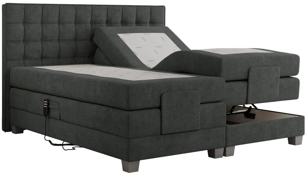 BOXBETT ELEKTRO 180/200 Dunkelgrau Struktur - H3 - Dunkelgrau, Holz/Textil (180/200cm) - MKS