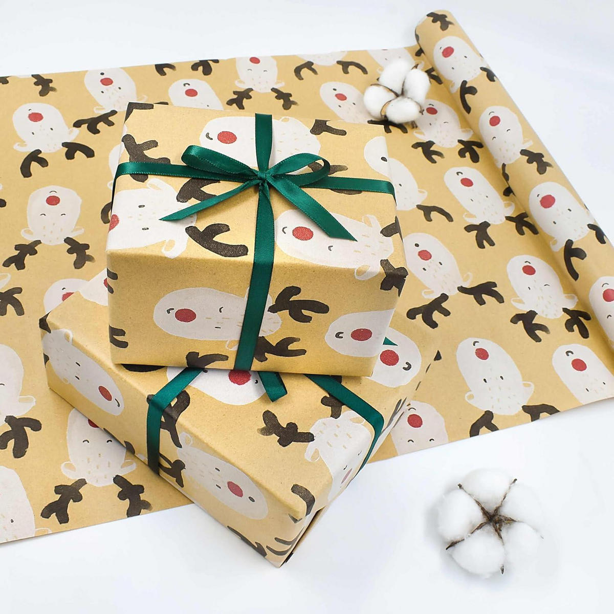 GESCHENKPAPIERROLLE 43 cm x 15 m Elchdruck Kraftpapier Mehrfarbig - Multicolor, Papier (43/1/1500cm)