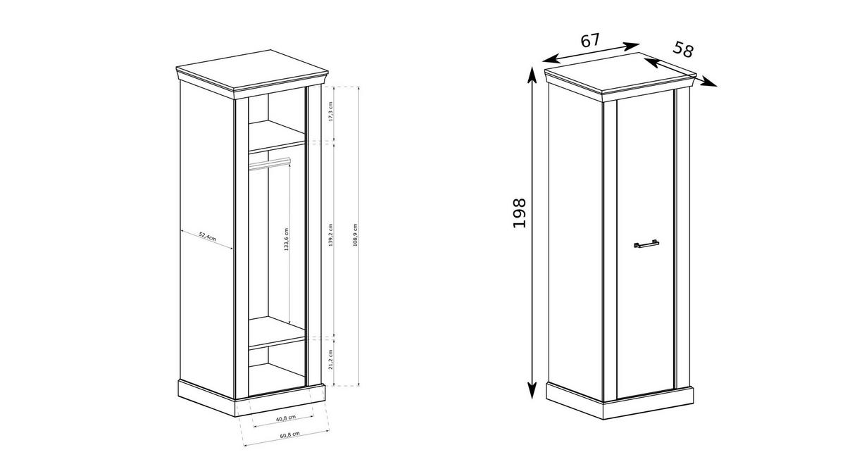 DREHTÜRENSCHRANK DESIO 67/198/58 cm 1-türig Braun - Braun, Holzwerkstoff (67/198/58cm) - MASSENO