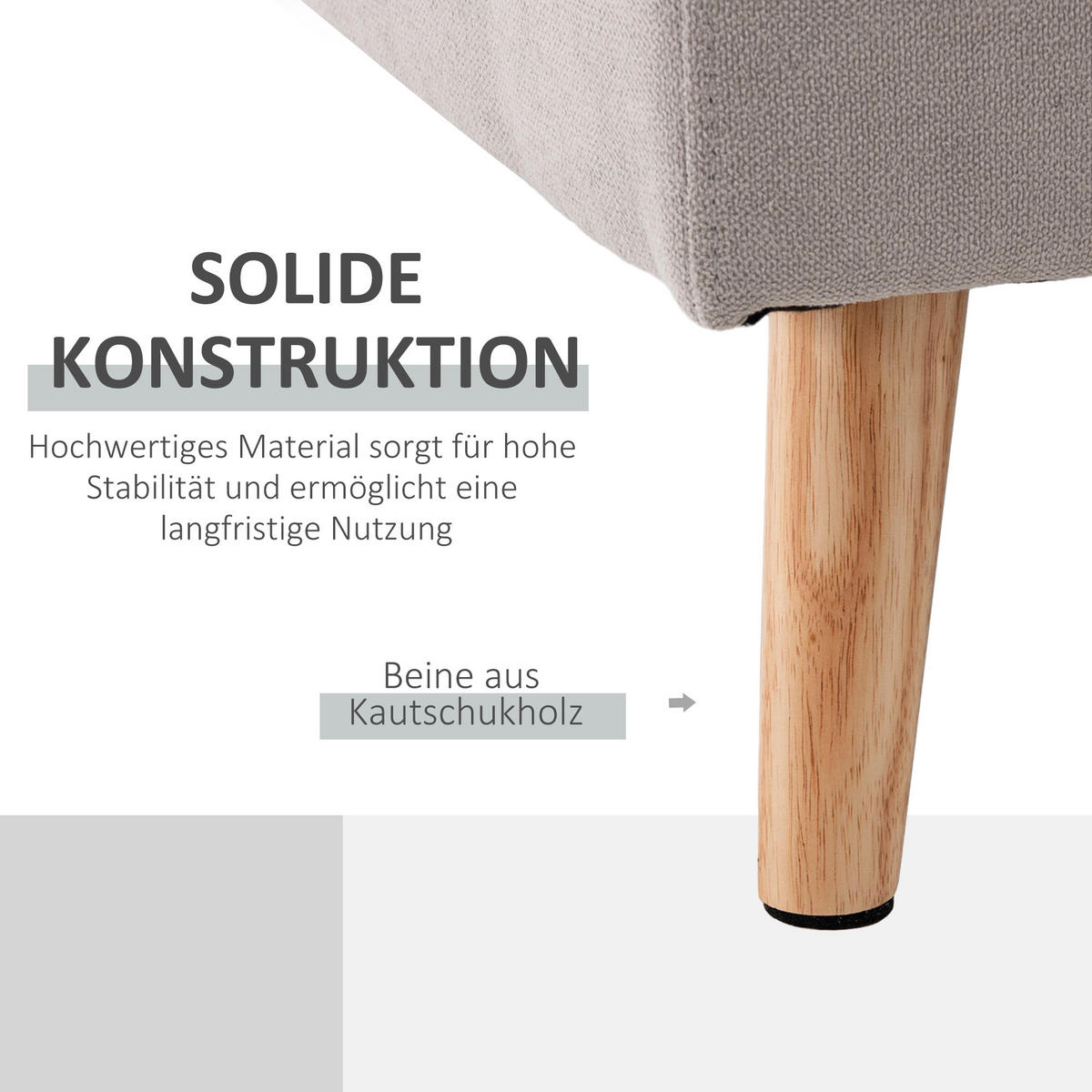 ECKSOFA Eckcouch in L-Form, Eckgarnitur in Leinenoptik Couchgarnitur Hellgrau - Hellgrau, Textil (136/193cm) - HOMCOM
