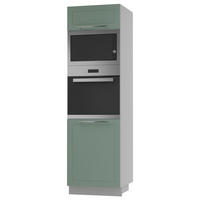 BACKOFEN-HOCHSCHRANK Kvantum D14/RU/60/207 Mint Matt / Grau Matt 60 / 59 / 207cm - Grau/Mintgrün, Holz/Holzwerkstoff (60/207/59cm) - Feldmann-Wohnen
