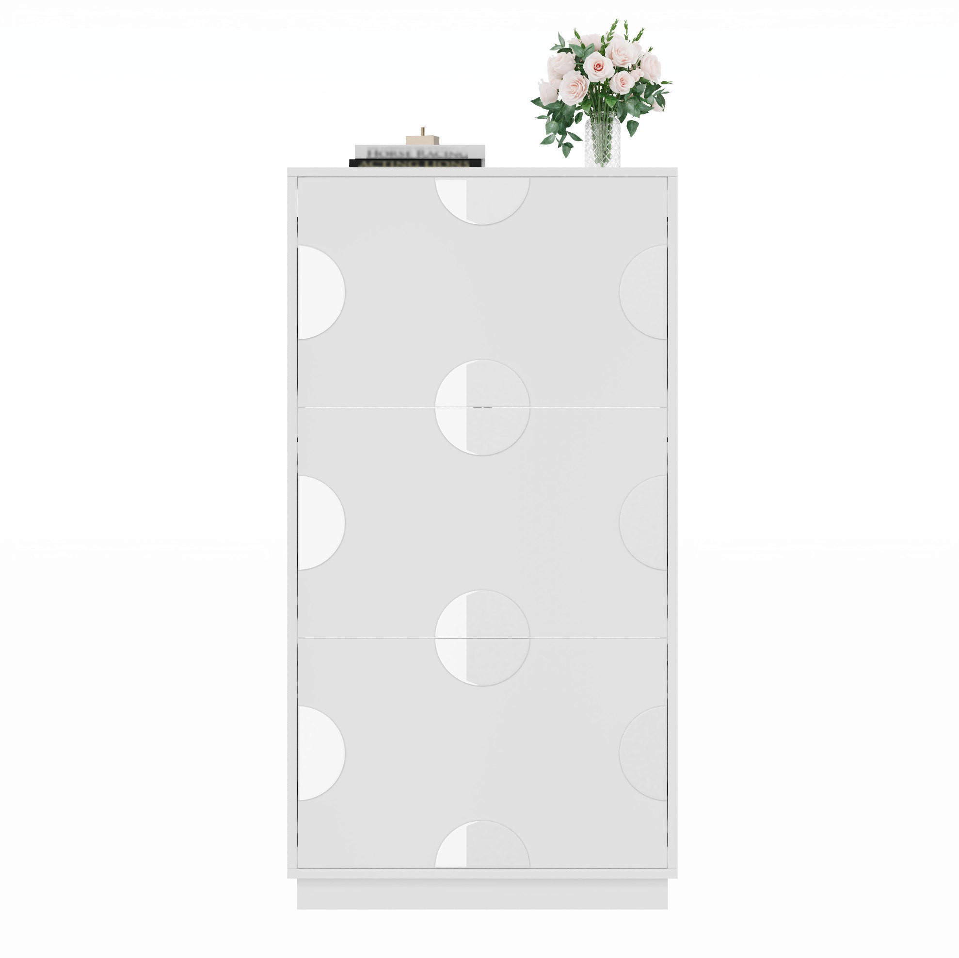 SCHUHSCHRANK 63/120/24 cm Weiß aus MDF mit 3 Klappen und Spiegel - Weiß, Holzwerkstoff (63/120/24cm) - OKMYHOME