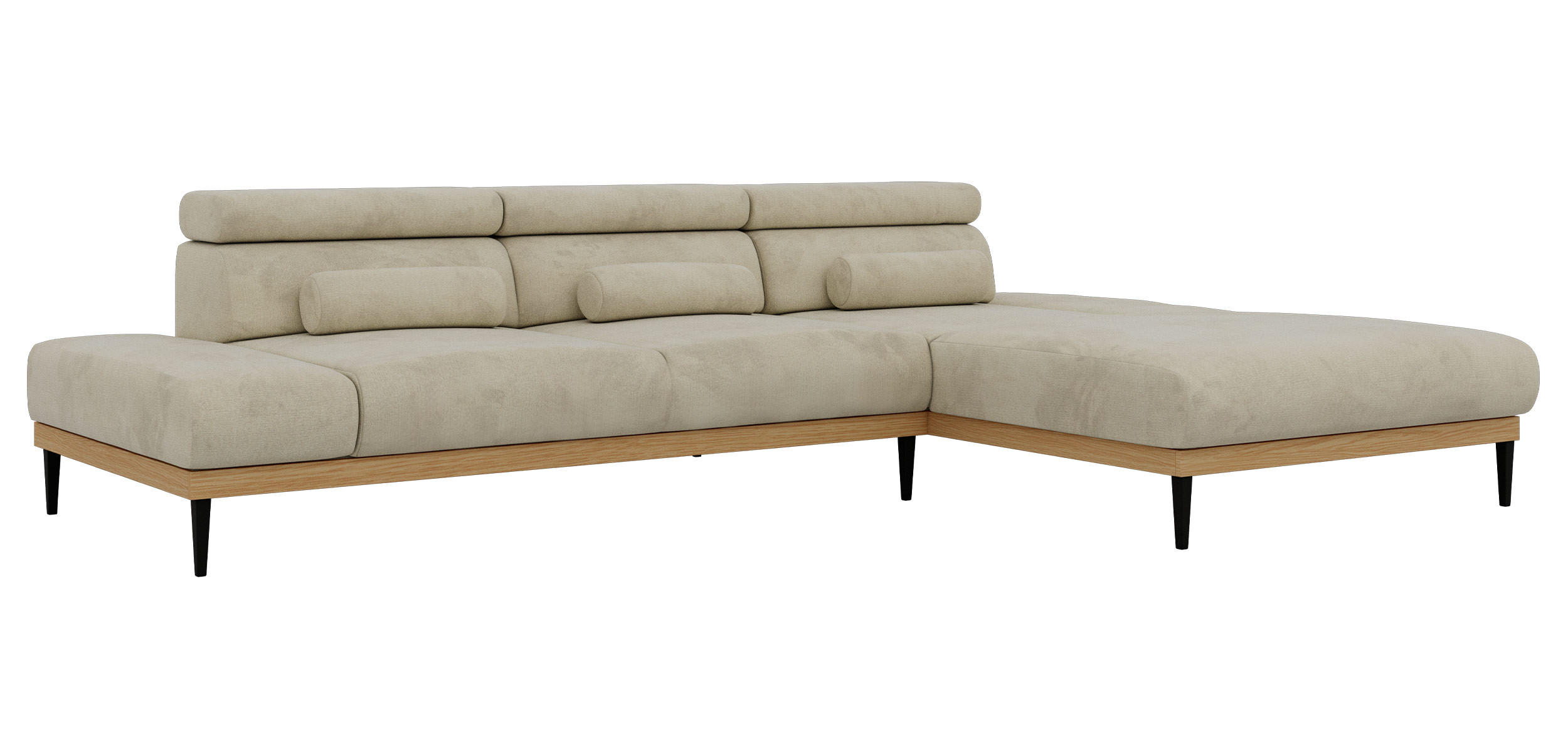 ROHOVÁ SEDAČKA PAVERO L - Béžová Samet - Pravá - černá/béžová, kov/textil (316/205cm) - MKS