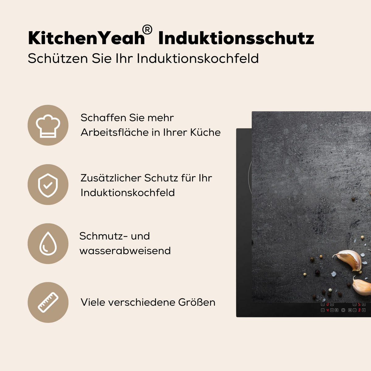 HERDABDECKPLATTE Limette - Kräuter - Gewürze - Grün - Grau - Beton 71x52 cm - Grün, Kunststoff (71/0.2/52cm) - MuchoWow