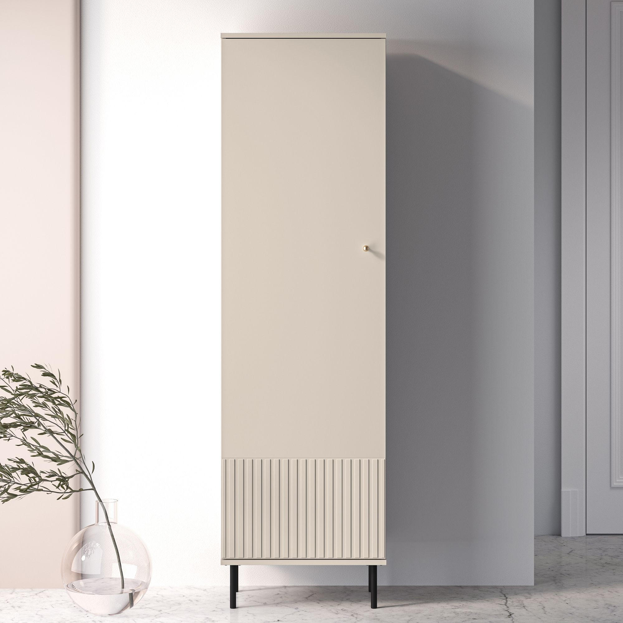 Thumbnail - Konsimo® Kleiderschrank, Creme, Holzwerkstoff, 55x190x34 cm, Hergestellt in Europa, Schlafzimmer, Kleiderschränke, Dreht...