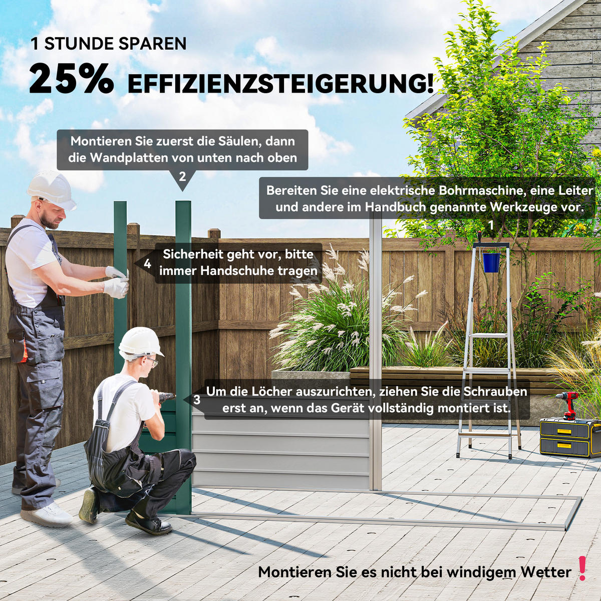 GERÄTEHAUS Stahl 249 x 121 x 166/183 cm - Grün, Metall (121/183/249cm) - Outsunny