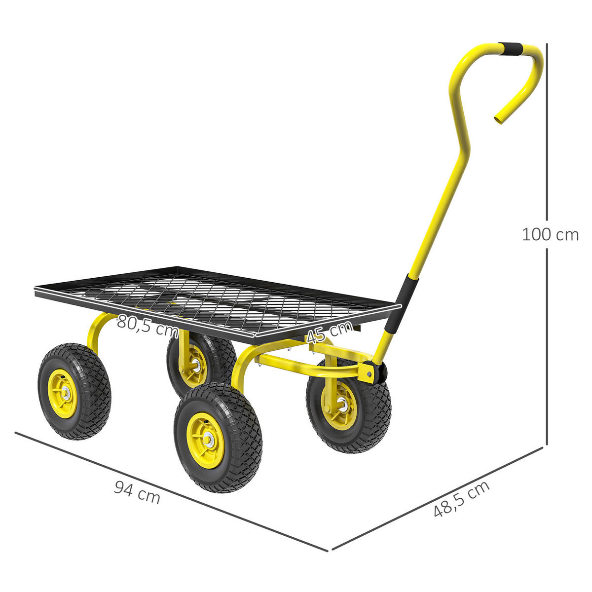 TRANSPORTWAGEN DE-17583 150 kg, 4 Luftreifen Gelb - Gelb, Metall (48.5/100/94cm) - ComfortXL