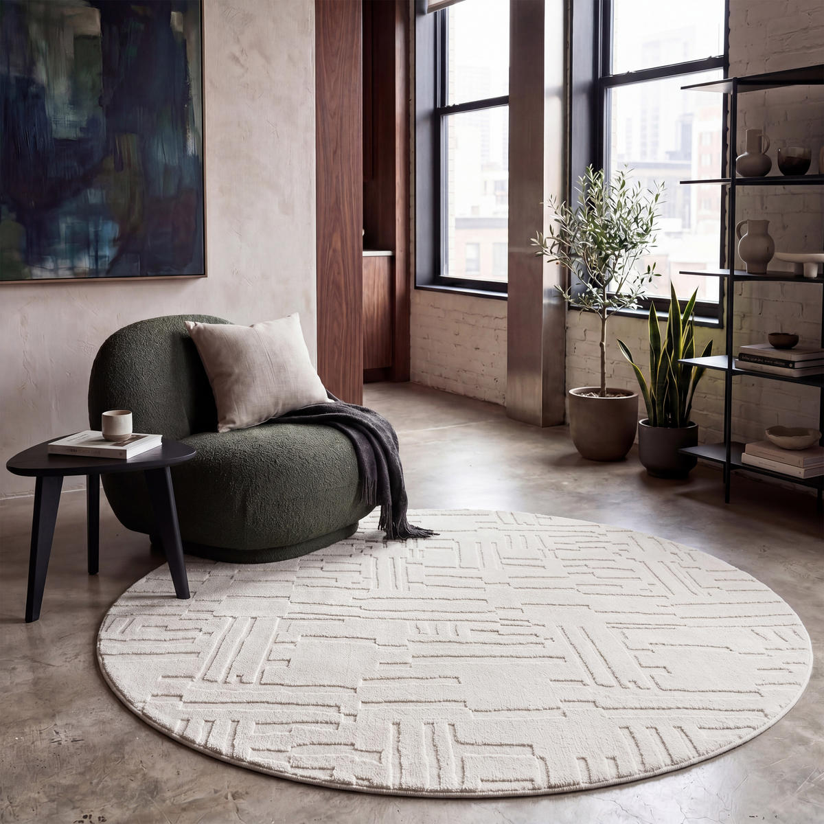 HOCHFLORTEPPICH 120/120 cm Tokio 476 - Creme, Textil (120/120cm) - Paco Home