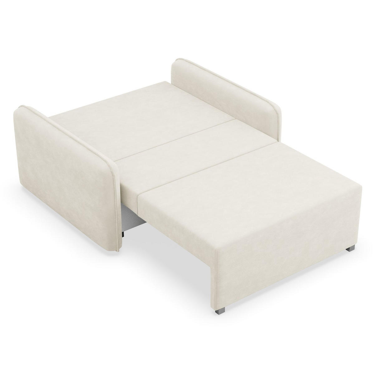 2-SITZER SCHLAFSOFA Duelia Creme, hydrophobe Chenille - Creme/Schwarz, Textil/Metall (144/85/124cm) - Selsey