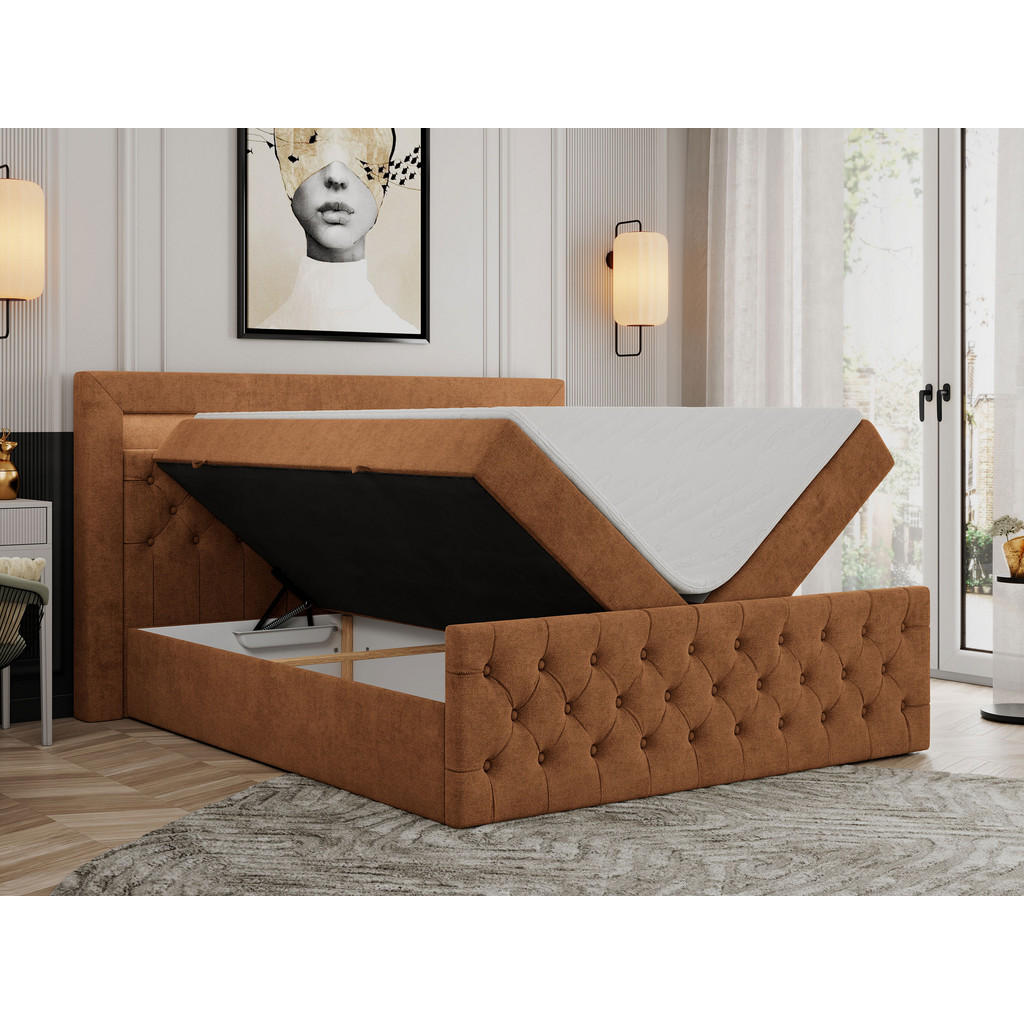 Thumbnail - MKS Boxbett, Orange, Textil, 2-Sitzer, H4, Rechteckig, 160x200 cm, Schlafzimmer, Betten, Boxspringbetten