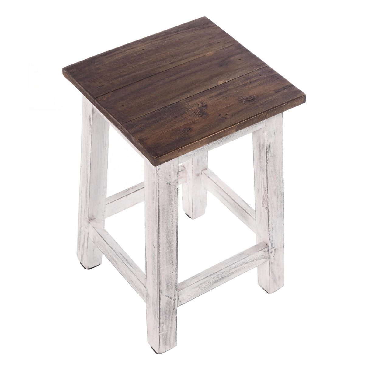 HOCKER MADERO Recyclingholz 05 weiß-natur - Multicolor, Karton (30/48/30cm) - DESIGN DELIGHTS