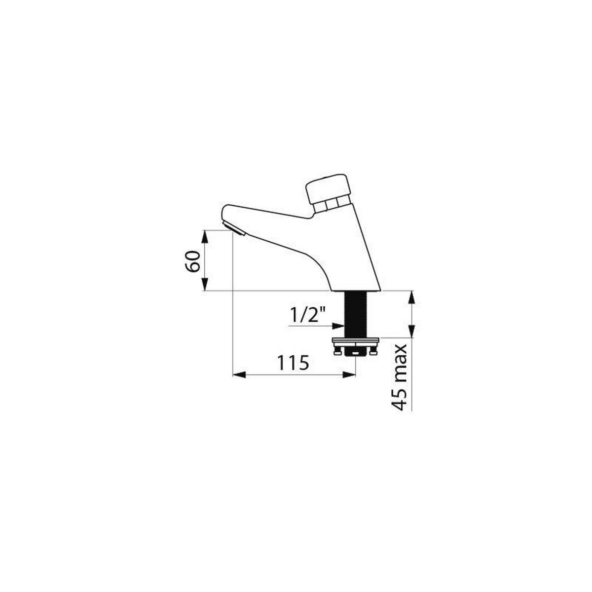 TEMPOSTOP2 Stand-Selbstschlussventil AB G1/2B 7 Sek. - Chromfarben, Metall (13/7/20cm) - Delabie