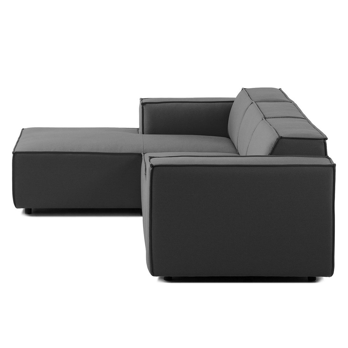 ECKSOFA mit Longchair - Anthrazit/Schwarz, Kunststoff/Textil (260/177cm) - home24